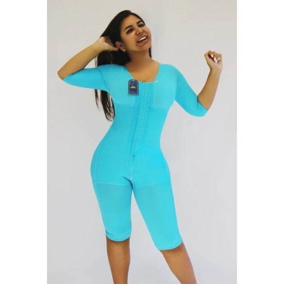 Lale Lalefajas Full Body High Compression Powernet Short Leg Girdle - Aqua - Med - Picture 3 of 3